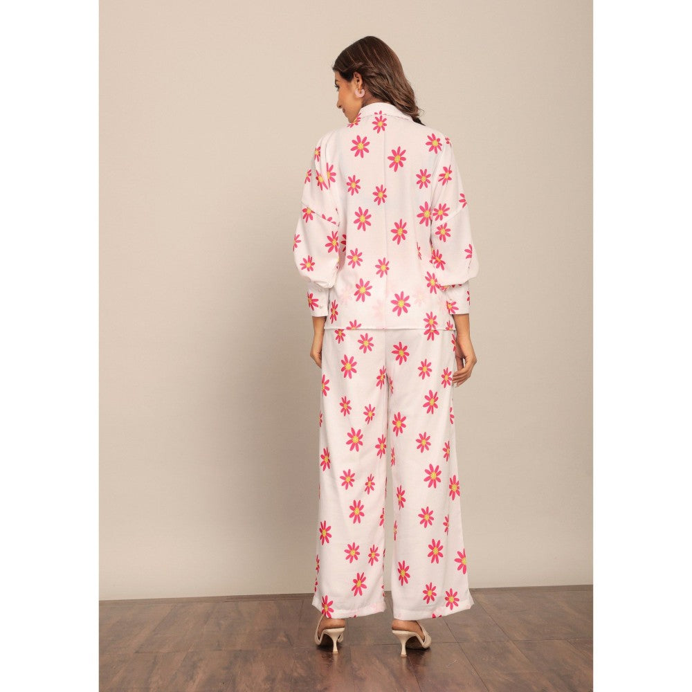 Kaori By Shreya White & Pink Floral Relaxed Co-Ord (Set of 2)