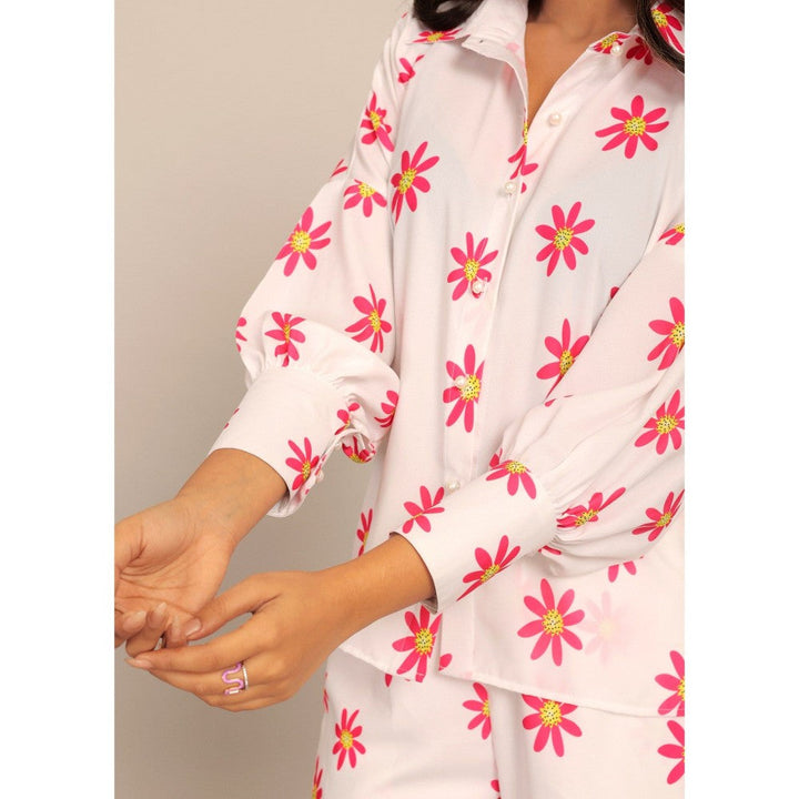 Kaori By Shreya White & Pink Floral Relaxed Co-Ord (Set of 2)