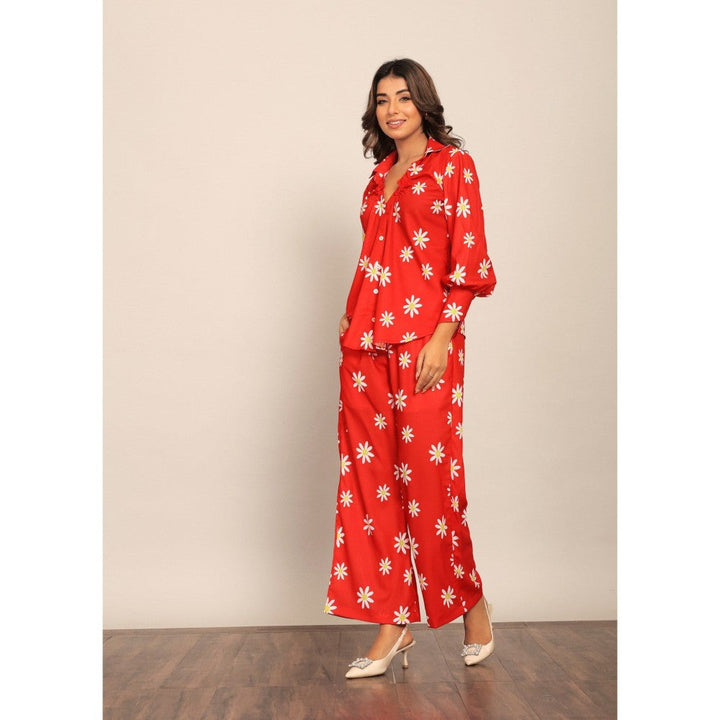 Kaori By Shreya Red & White Floral Relaxed Co-Ord (Set of 2)