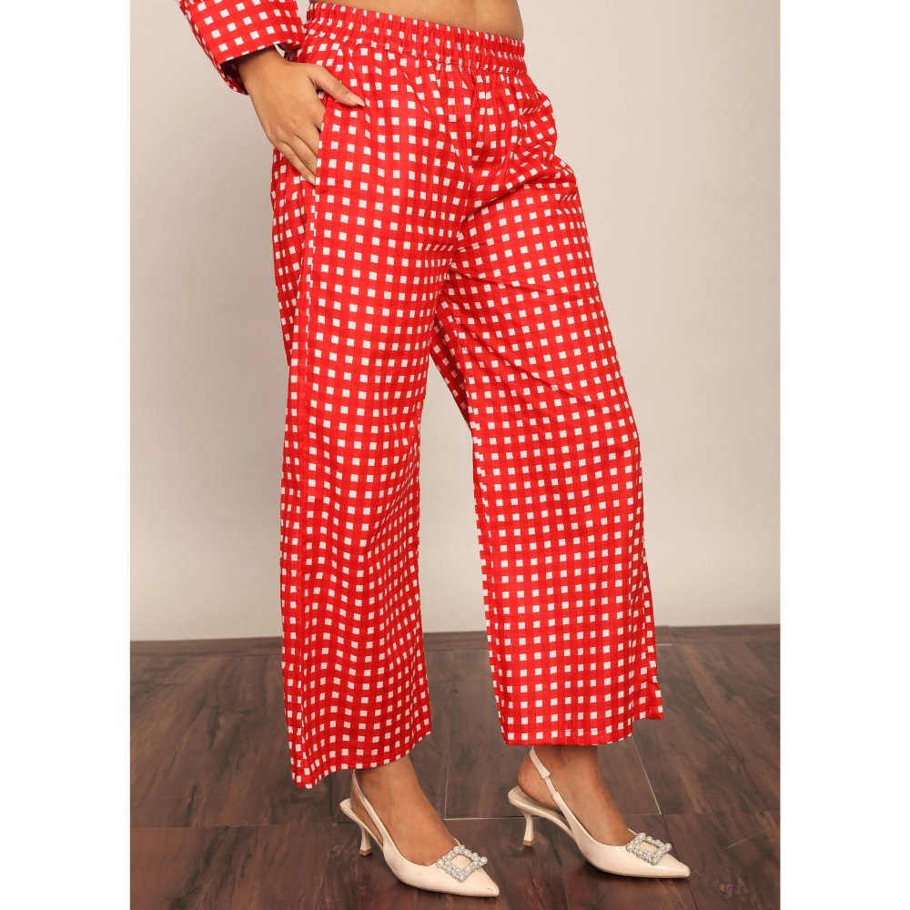 Kaori By Shreya Red Geometric Western Style Co-Ord (Set of 2)