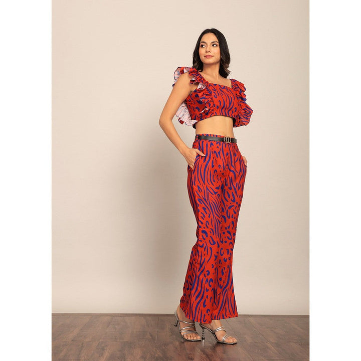 Kaori By Shreya Orange & Blue Fitted Co-Ord (Set of 2)