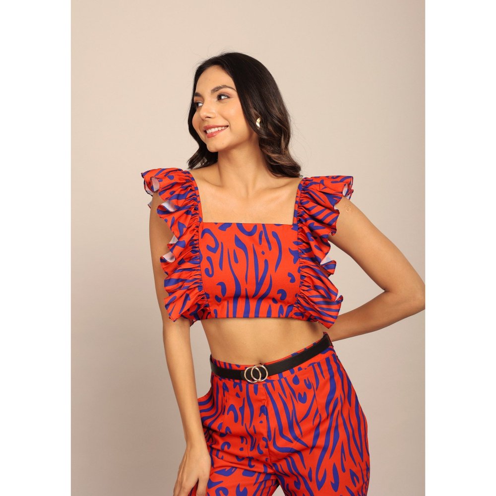 Kaori By Shreya Orange & Blue Fitted Co-Ord (Set of 2)