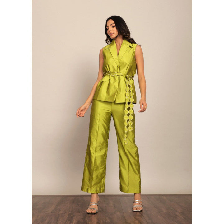 Kaori By Shreya Green Solid Co-Ord (Set of 3)