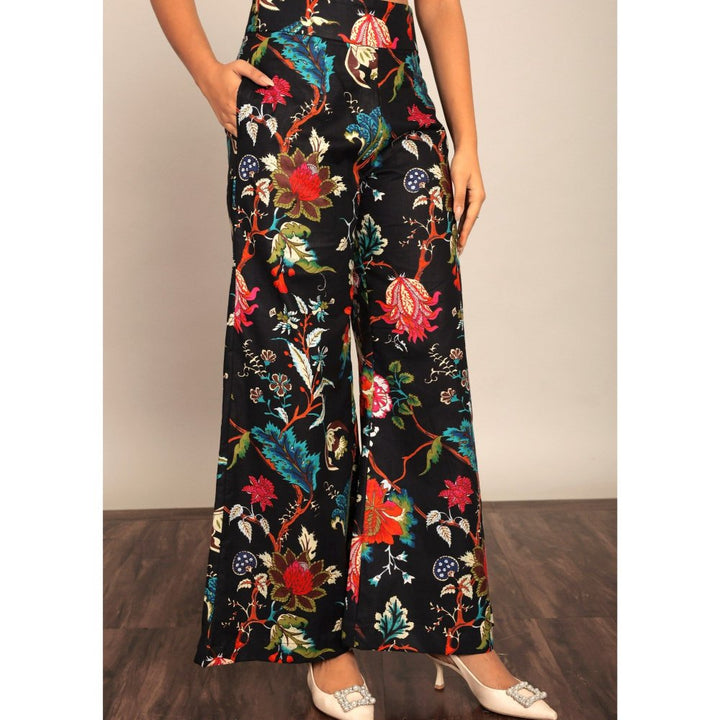 Kaori By Shreya Black And Multi Floral Fitted Co-Ord (Set of 2)