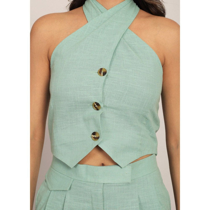 Kaori By Shreya Mint Green Bust Fitted Co-Ord (Set of 2)