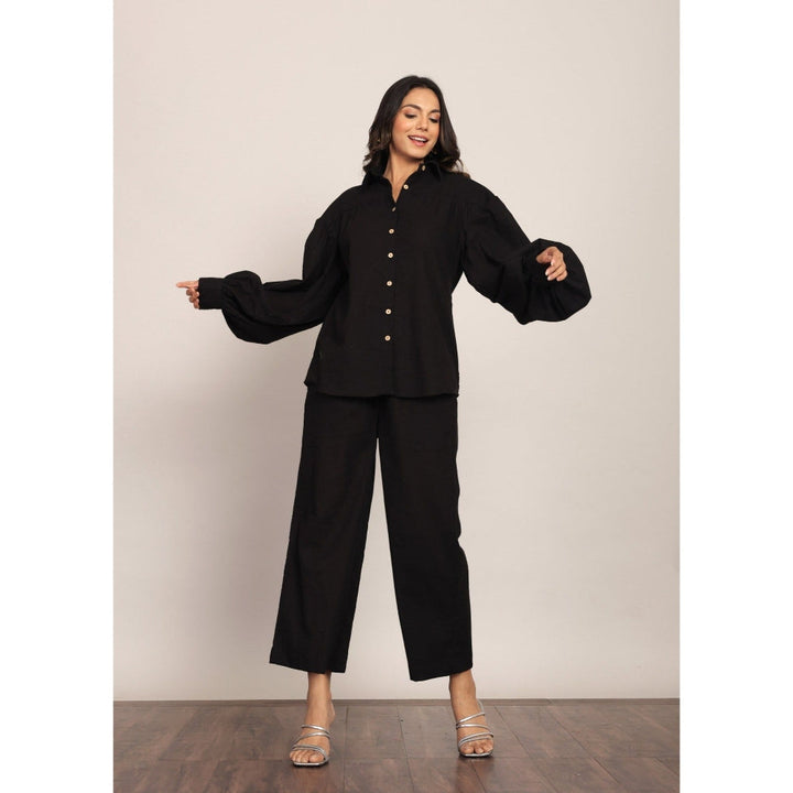 Kaori By Shreya Black Solid Western Relaxed Co-Ord (Set of 2)