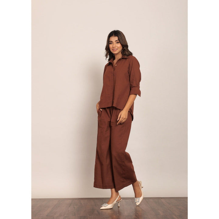 Kaori By Shreya Brown Solid Western Style Co-Ord (Set of 2)