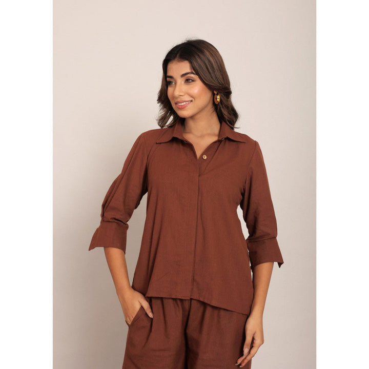 Kaori By Shreya Brown Solid Western Style Co-Ord (Set of 2)