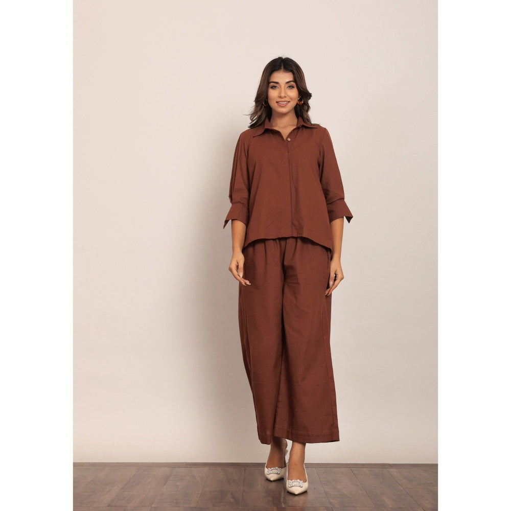 Kaori By Shreya Brown Solid Western Style Co-Ord (Set of 2)