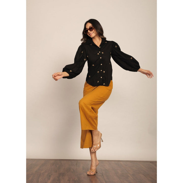 Kaori By Shreya Black & Yellow Relaxed Co-Ord (Set of 2)