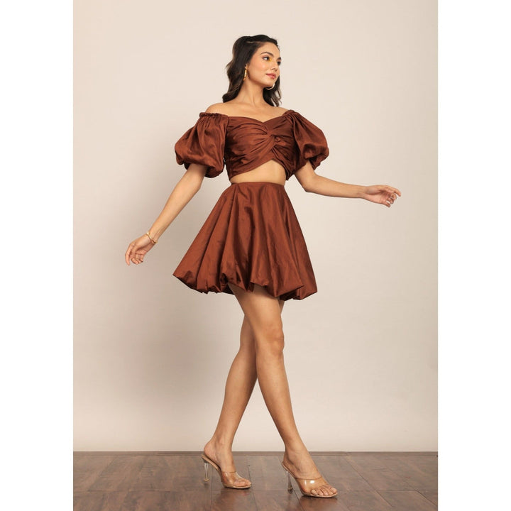 Kaori By Shreya Coffee Brown Solid Western Co-Ord (Set of 2)