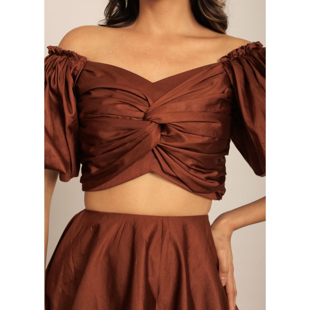 Kaori By Shreya Coffee Brown Solid Western Co-Ord (Set of 2)