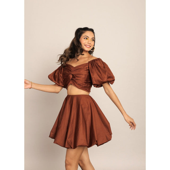 Kaori By Shreya Coffee Brown Solid Western Co-Ord (Set of 2)