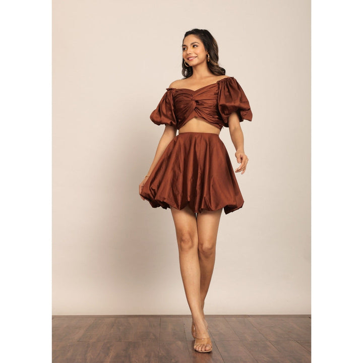 Kaori By Shreya Coffee Brown Solid Western Co-Ord (Set of 2)