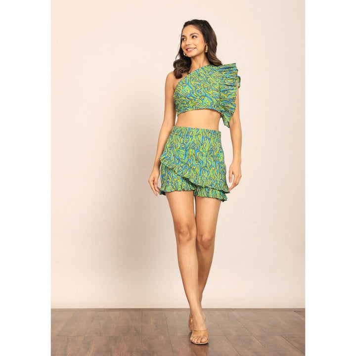 Kaori By Shreya Green Bust Fitted Co-Ord (Set of 2)