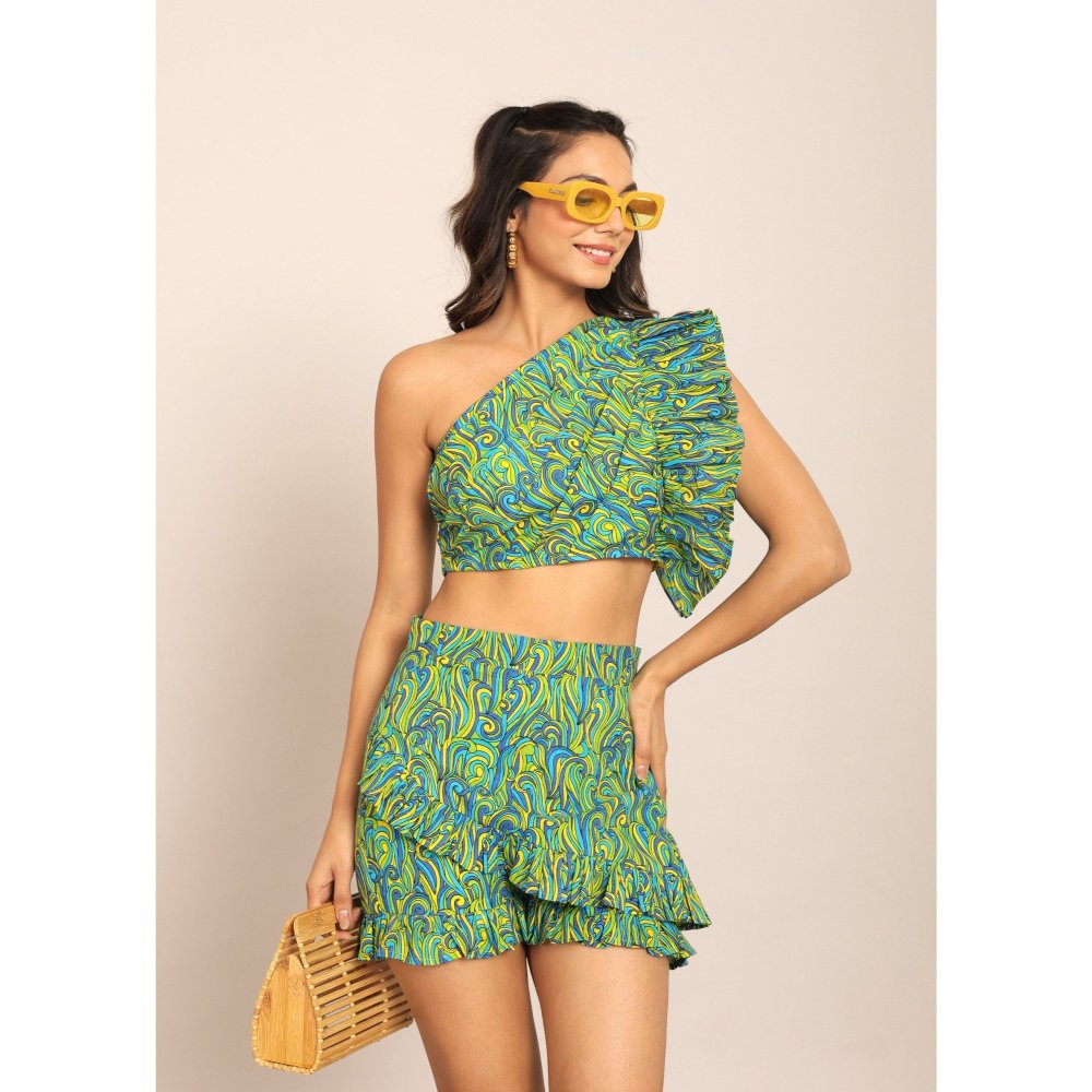 Kaori By Shreya Green Bust Fitted Co-Ord (Set of 2)