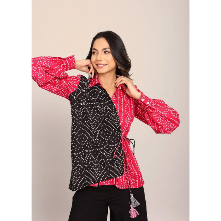 Kaori By Shreya Pink And Black Relaxed Angrakha Shirt