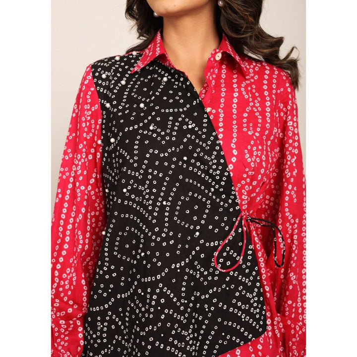 Kaori By Shreya Pink And Black Relaxed Angrakha Shirt