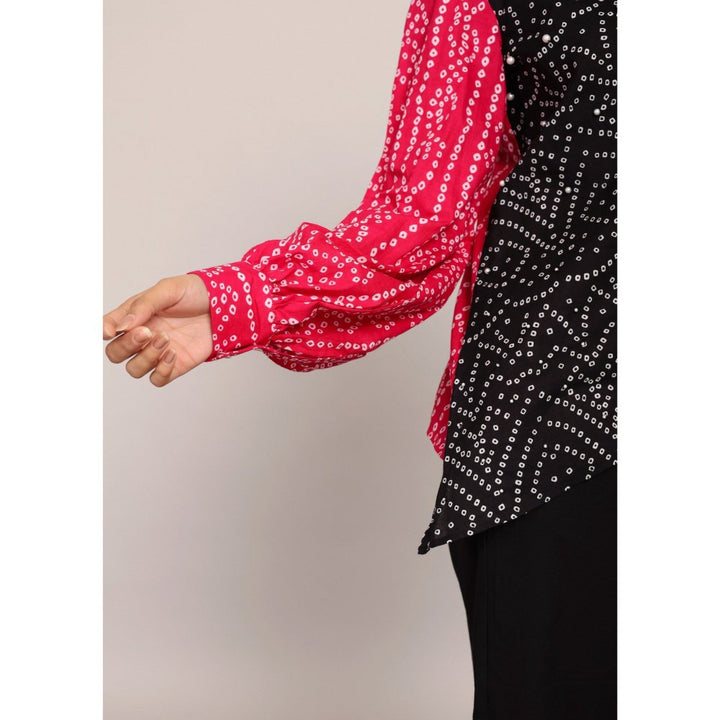 Kaori By Shreya Pink And Black Relaxed Angrakha Shirt