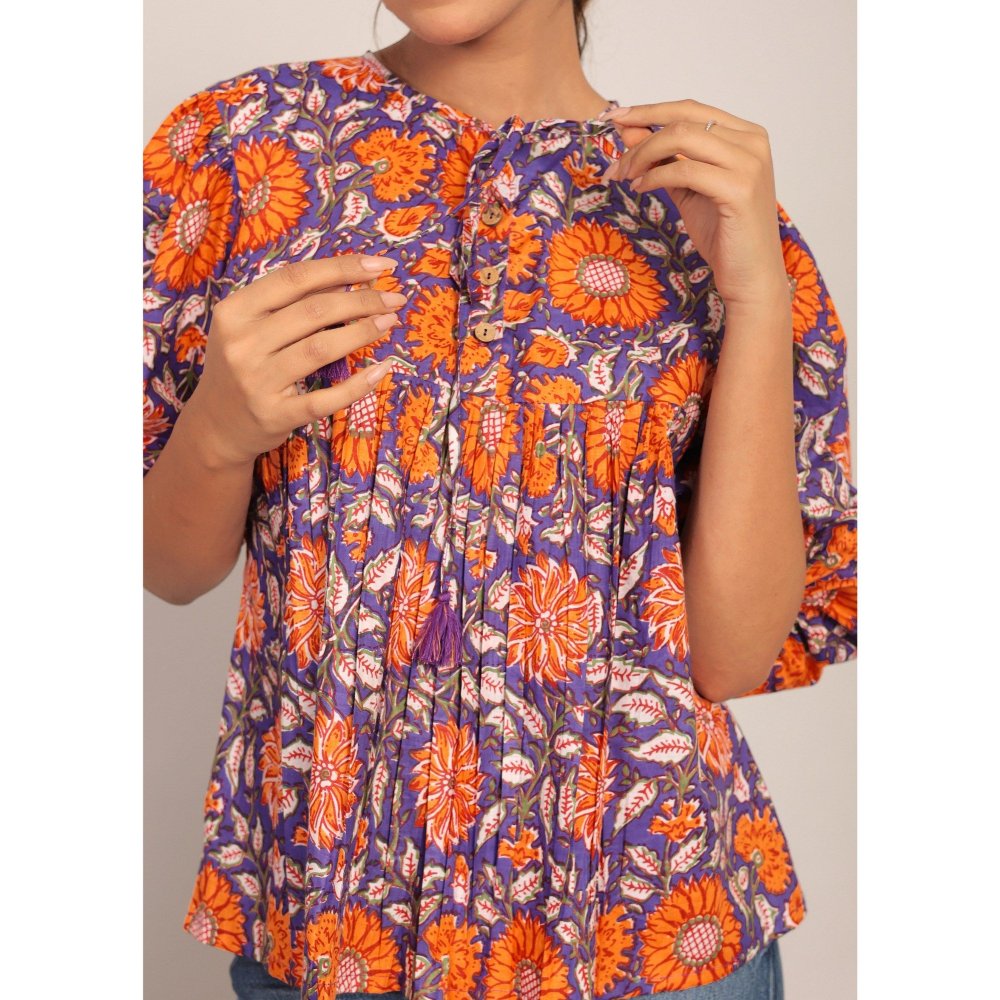 Kaori By Shreya Multi-Color Floral Cotton Summer Top