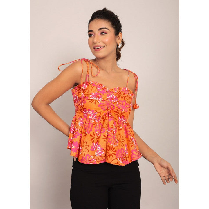 Kaori By Shreya Orange Cotton Summer Top