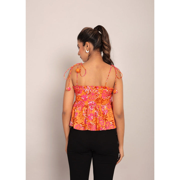 Kaori By Shreya Orange Cotton Summer Top