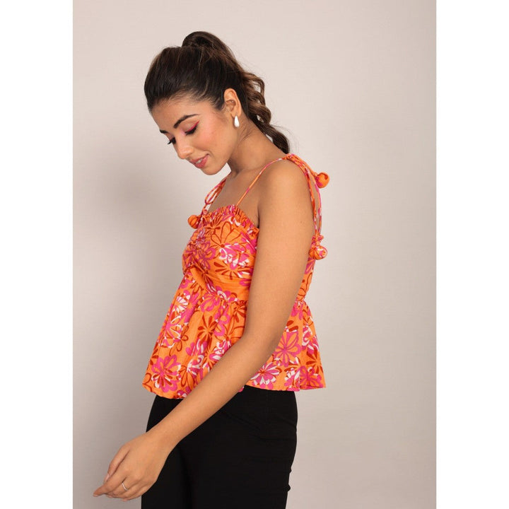 Kaori By Shreya Orange Cotton Summer Top