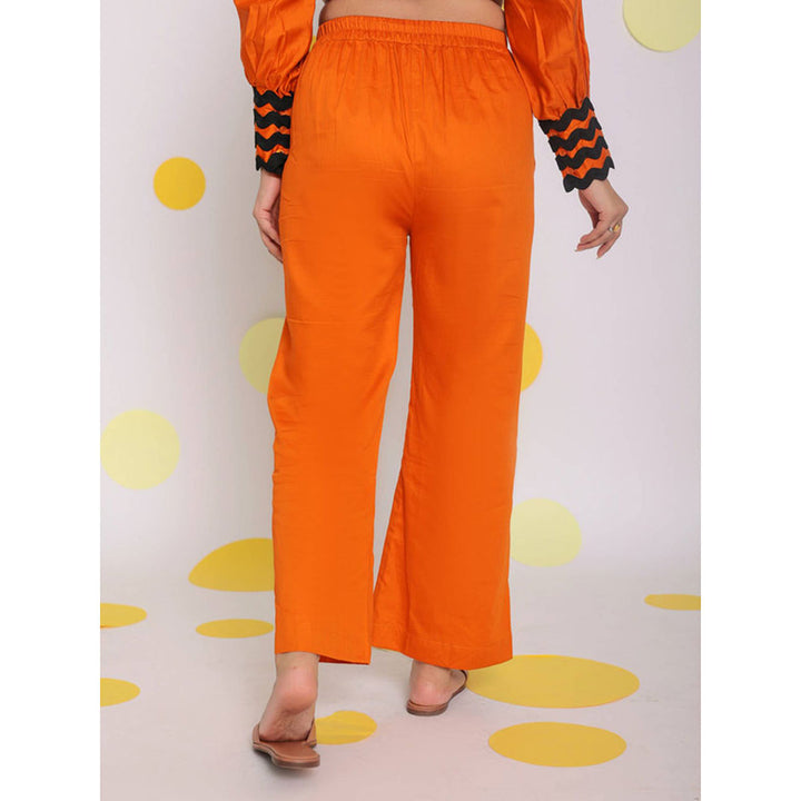 Kaori By Shreya Rust Orange Casual Wide Leg Cotton Pants