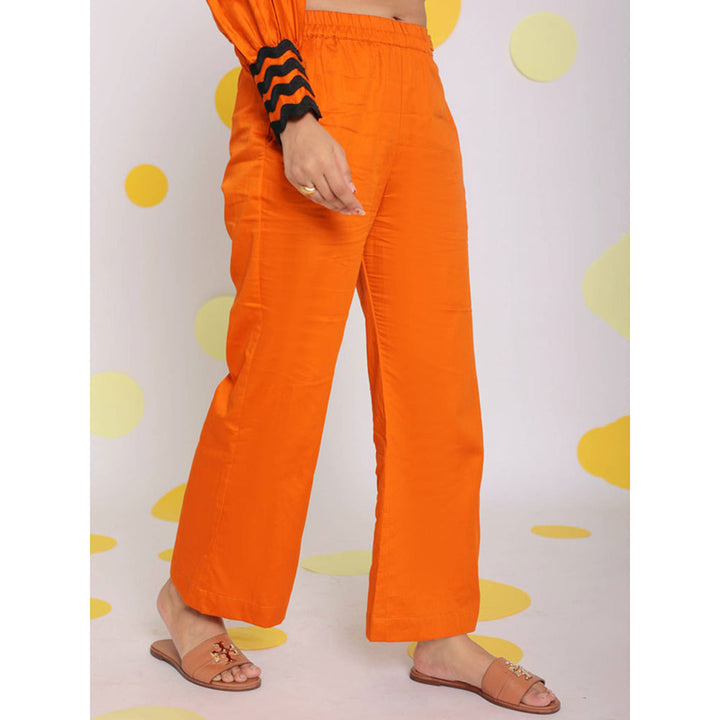 Kaori By Shreya Rust Orange Casual Wide Leg Cotton Pants