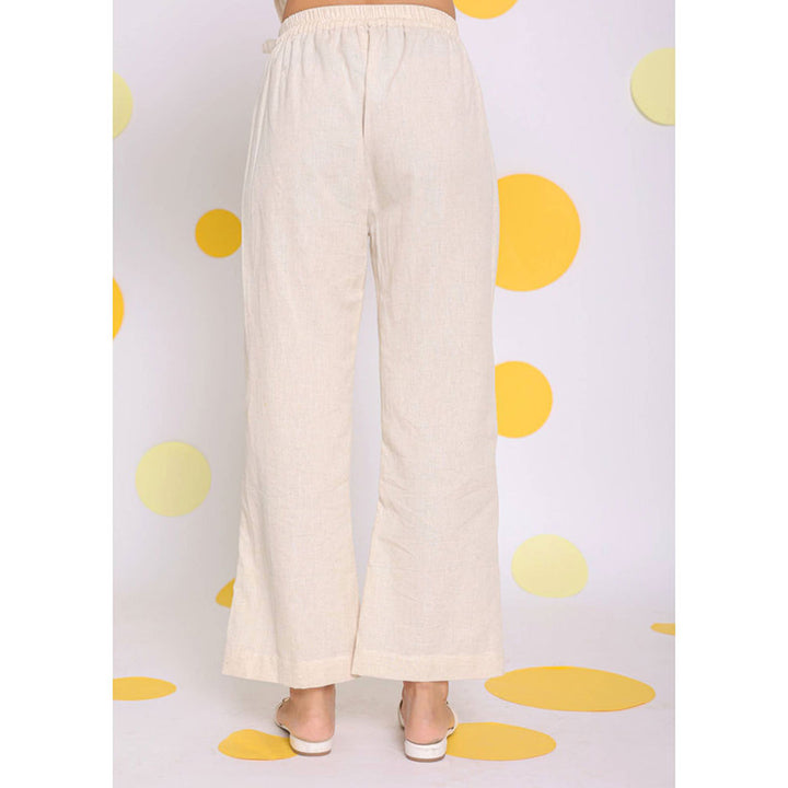 Kaori By Shreya Off White Relaxed Wide Leg Linen Pants