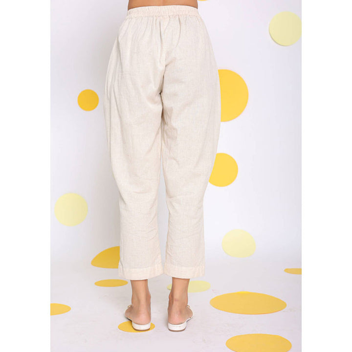 Kaori By Shreya Off White Relaxed Formal Linen Pants