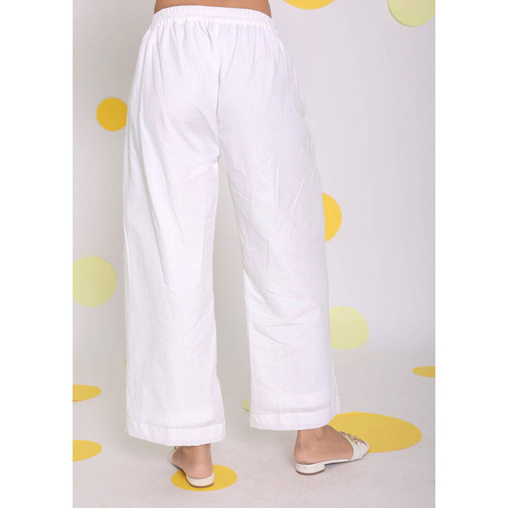 Kaori By Shreya White Relaxed Wide Leg Formal Linen Pants