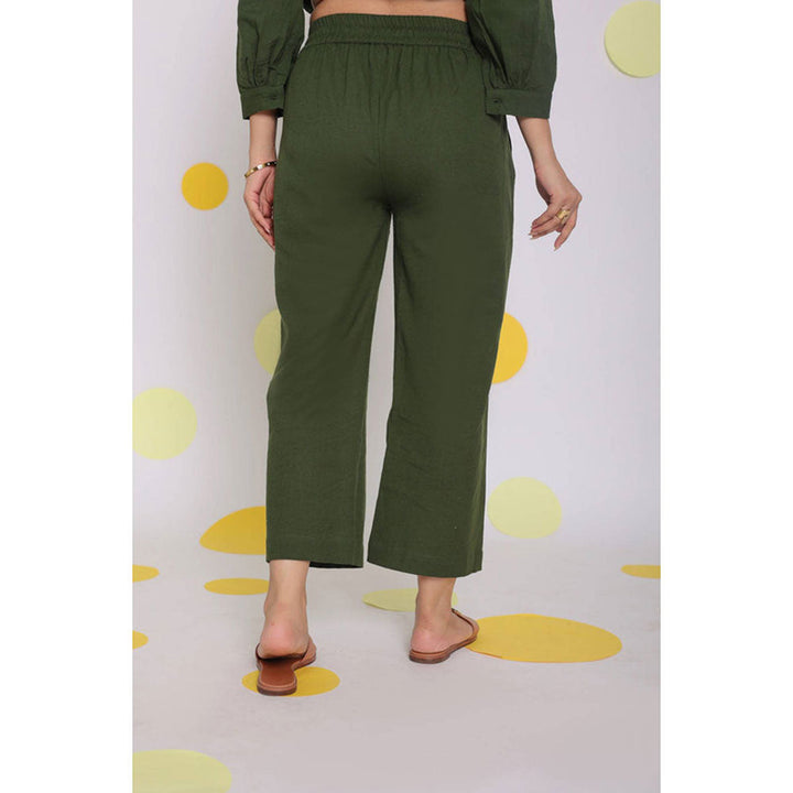 Kaori By Shreya Olive Green Everyday Wear Linen Pants