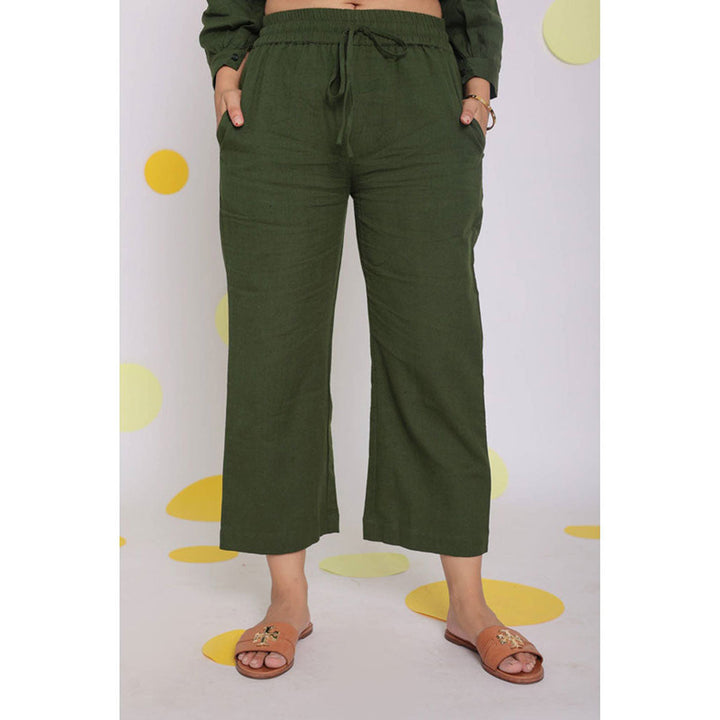 Kaori By Shreya Olive Green Everyday Wear Linen Pants