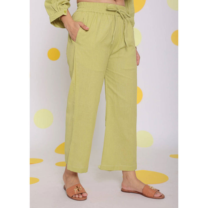 Kaori By Shreya Light Green Everyday Wear Linen Pants