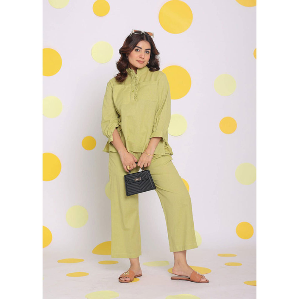 Kaori By Shreya Light Green Everyday Wear Linen Pants