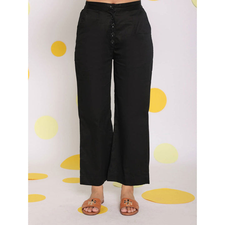 Kaori By Shreya Black Casual Everyday Wear Cotton Pants