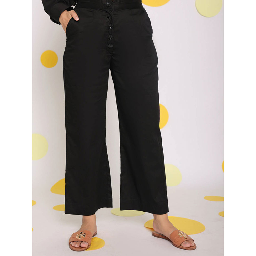 Kaori By Shreya Black Casual Everyday Wear Cotton Pants