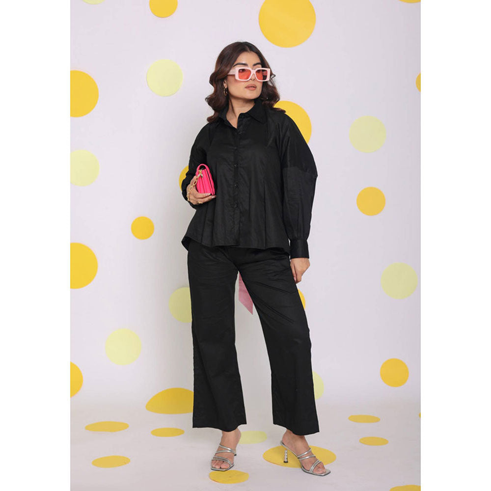 Kaori By Shreya Black Buttoned Everyday Wear Cotton Pants