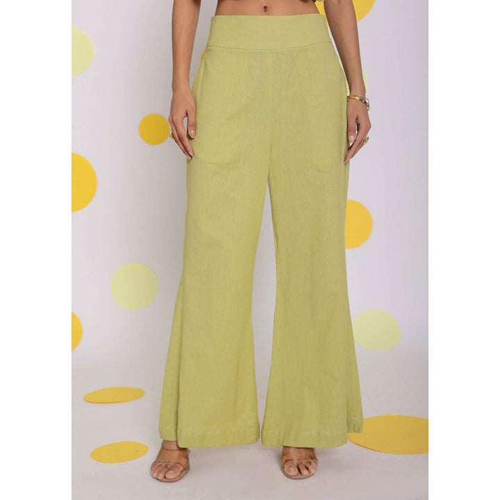 Kaori By Shreya Light Green Casual Pants Linen Pants