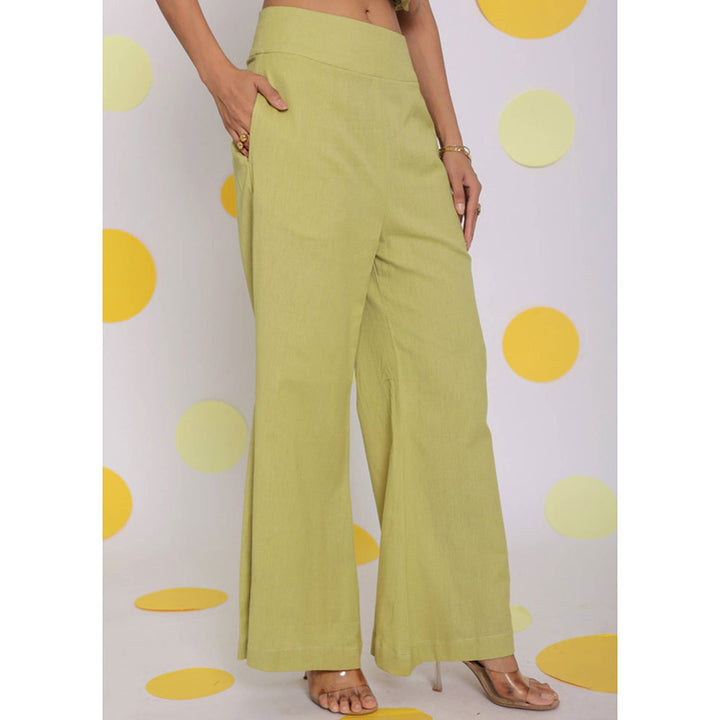 Kaori By Shreya Light Green Casual Pants Linen Pants