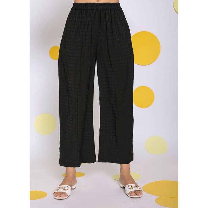 Kaori By Shreya Black Casual Wide Leg Everyday Wear Pants