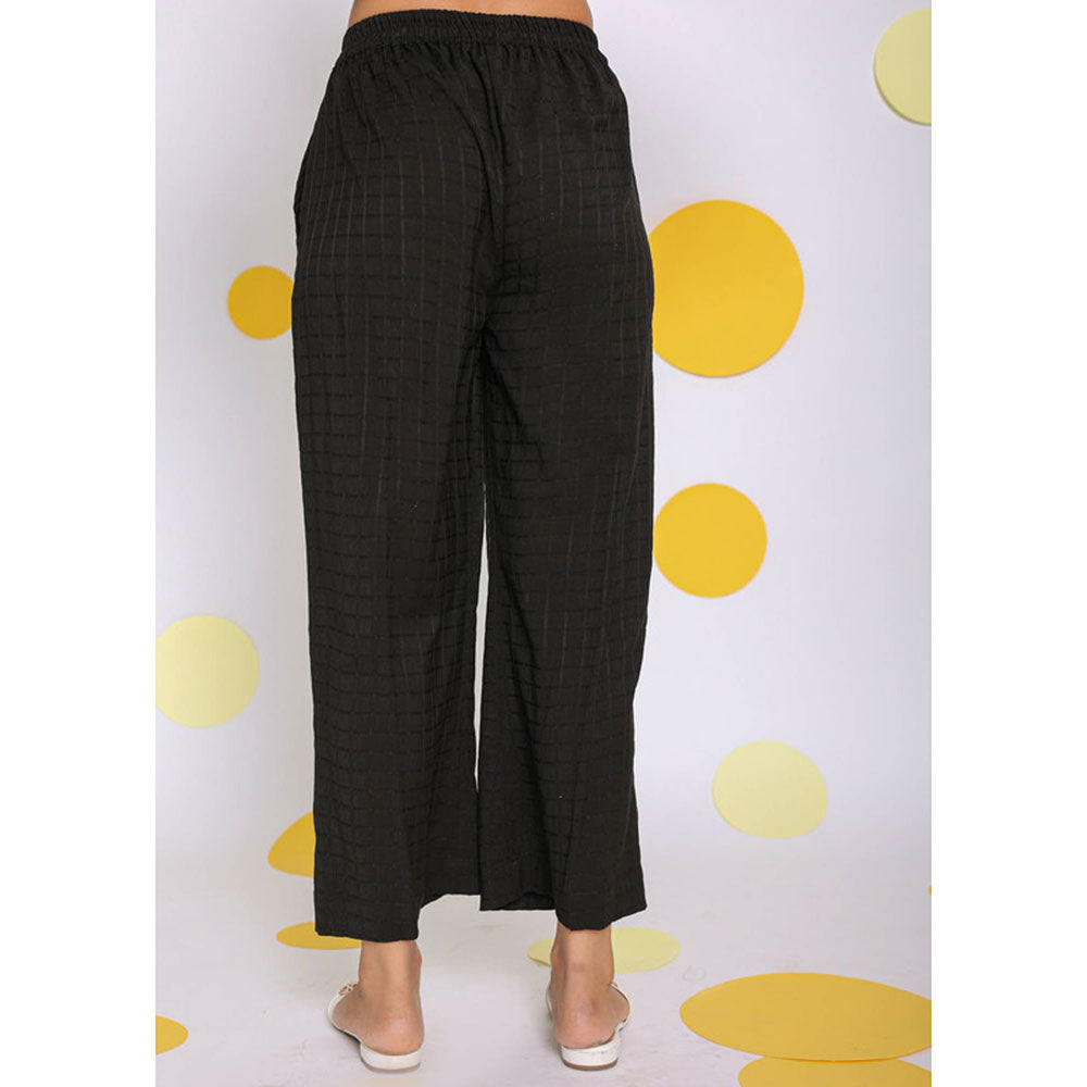 Kaori By Shreya Black Casual Wide Leg Everyday Wear Pants