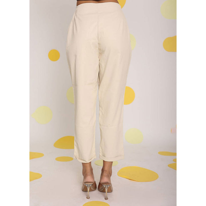 Kaori By Shreya Cream Semi Formal Lycratwill Korean Pants