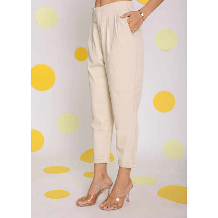 Kaori By Shreya Cream Semi Formal Lycratwill Korean Pants