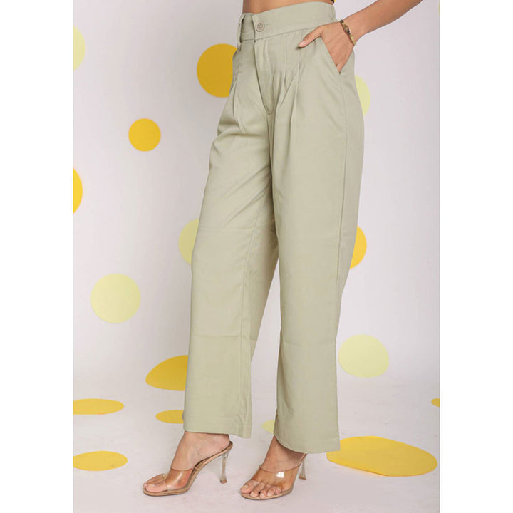 Kaori By Shreya Mint Green Casual Lycratwill Korean Pants