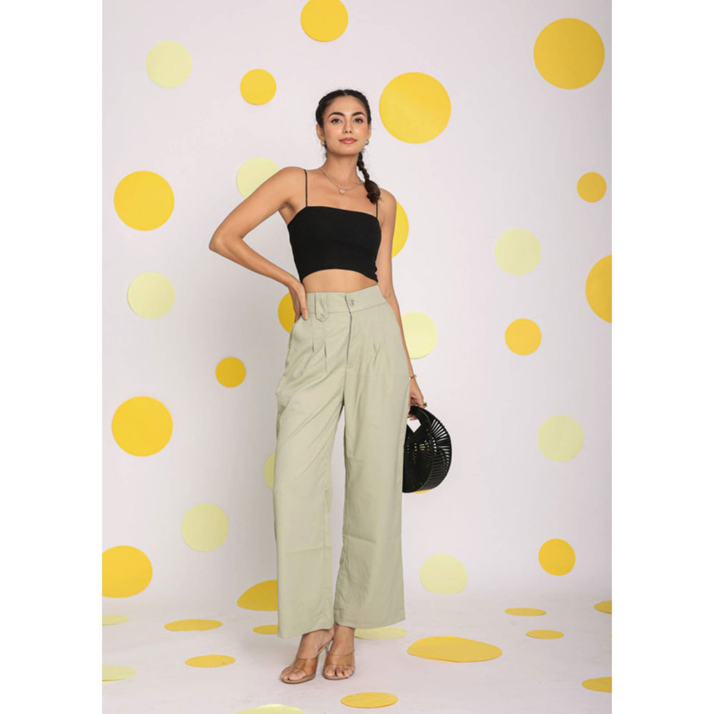 Kaori By Shreya Mint Green Casual Lycratwill Korean Pants