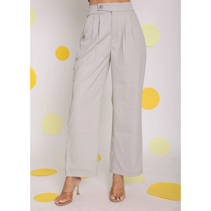 Kaori By Shreya Ash Grey Casuals Lycra Twill Korean Pants