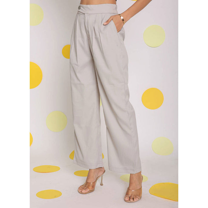 Kaori By Shreya Ash Grey Casuals Lycra Twill Korean Pants