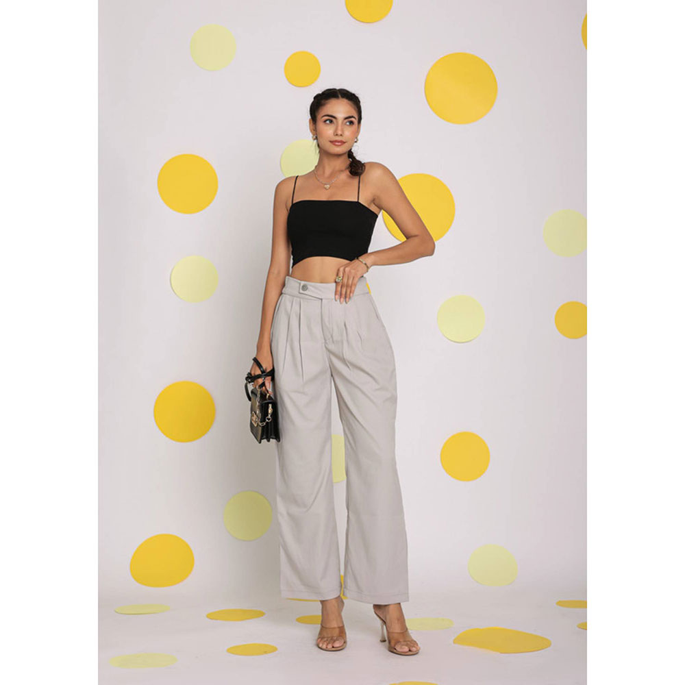 Kaori By Shreya Ash Grey Casuals Lycra Twill Korean Pants